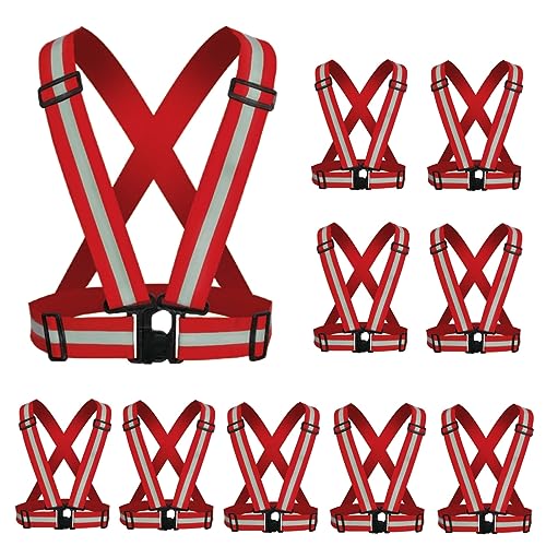 Reflective Vest, High Visibility Safety Vest Straps Reflective Gear for Night Running Walking Cycling for Men Women Kids - color: Red