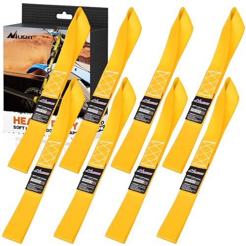 Nilight Soft Loop 1.7”×17" Motorcycle Tie Down Straps Heavy Duty 12000Lbs Max Break Strength for Securing ATV UTV Kayak Moving Cargo (8PK-Yellow) - color: Yellow