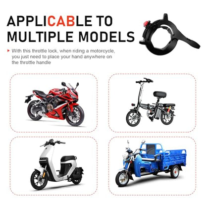 Motorcycle Cruise Control Assist, Outdoor Anti-slip Waterproof Throttle Lock Clamp, Effort-saving Motor Speed Cruise Controller, Universal for Most Motors, ATVs, E-bikes (Black)