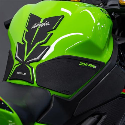 NIGHT CAT Compatible ZX-4R ZX4R/RR 2023 Motorcycle Fuel Tank Pad Kit Side Fuel Knee Guard Sticker Fuel Tank Protector(Black Green) - color: Black Green