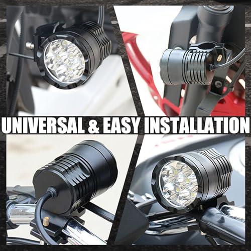 Motorcycle Driving Light 12-60V 40W 3600LM LED Fog Light for ATV UTV Bike Car Truck Boat Forklift Waterproof LED Spotlight with 6 Light Beads High Low Strobe Beam Switch Universal (Black 1) - color: Black 1