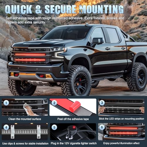 Nilight 2PCS 24 inch Truck Grille Strobe Lights Strip 384 LED Emergency Light Red Flexible Side Flashing Warning Caution Safety Waterproof Lighting Kit for Trucks Tow Plow Construction Vehicles - color: Red, size: Grille Strobe Lights