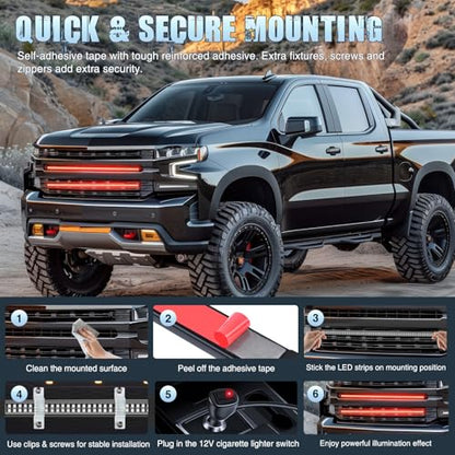 Nilight 2PCS 24 inch Truck Grille Strobe Lights Strip 384 LED Emergency Light Red Flexible Side Flashing Warning Caution Safety Waterproof Lighting Kit for Trucks Tow Plow Construction Vehicles - color: Red, size: Grille Strobe Lights