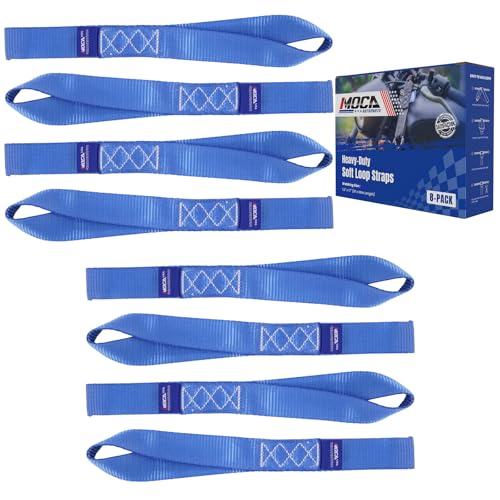 MOCA 8-Pack Soft Loop Tie Down Straps 12000 Lbs Breaking Strength 1.6 x 17 inches, Heavy Duty Tie Down Loops for Secure Trailering of Kayak, Motorcycles, ATV, UTV (8 Pieces, Blue) - color: Blue, size: 8-PACK