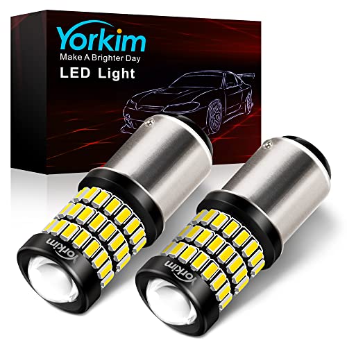 Yorkim 1157 LED Bulbs white Super Bright, 1157 Brake Light Bulb, 9-30V 1157 2057 2357 7528 BAY15D LED Bulb with Projector Replacement for Back Up Reverse Lights or Tail Lights - White - color: White, size: 1157/2357