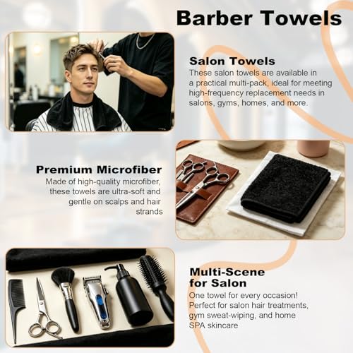 Puomue Black Salon Towels, Super Soft and Absorbent Microfiber Hair Towel for Salon, Bath, Spa, Pool and Home, 27 inch X 16 inch (Black - 12 Pack) - color: Black - 12 Pack