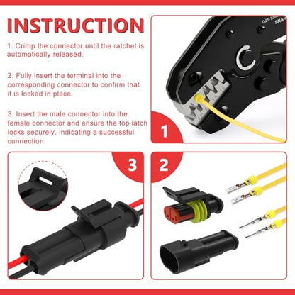 993PCS 68 Sets Automotive Weatherpack Connector Kit with Crimper 1/2/3/4/5/6 Pin Waterproof Auto Electrical Wire Connectors Weather Pack Connectors Crimping Tool 20-14 AWG - size: 1-6pin-68Pack