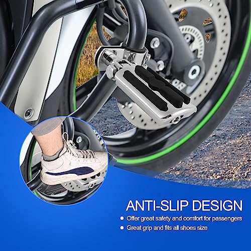 Motorcycle Highway Pegs, Crash Bar Foot Pegs for Harley Touring Electra Street Glide Road King Sportster, Kawasaki, 1"(25mm), 1 1/4"(32mm), 1 1/3"(34mm) Engine Guard Footrest, 1 Pair - color: Slotted Style - Chrome