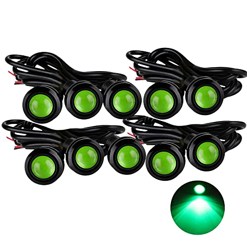 Eagle Eye LED Lights, DIY Ultra Thin 18mm Indicator Marker Light Daytime Running Lights DRL Tail Lights Fog Light Backup Light for Car Motor Motorcycle Truck Boat (BK Shell-Green,10PCS) - color: BK Shell-Green, size: 10PCS