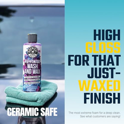 Chemical Guys Extreme Bodywash & Wax Foaming Car Wash Soap - Soap for Foam Cannons, Foam Guns, or Bucket Washes for Cars, Trucks, Motorcycles, RVs, and More, Grape Scent - 128 oz (1 Gallon) - size: 128 Ounce (Pack of 1)