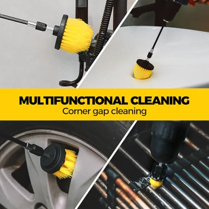Holikme 6Pack Drill Brush Power Scrubber Cleaning Brush Extended Long Attachment Set All Purpose Drill Scrub Brushes Kit for Grout, Floor, Tub, Bathroom and Kitchen Surface,Scratch Brushes（Yellow） - color: Yellow