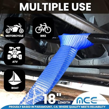 Mega Cargo Control 1" Blue Soft Tie Loops, 4 Pack UTV Offroad & Motorcycle Handlebar Tie Downs - 2400 LBS Break Strength - color: Blue (4 - Pack), size: Soft Tie Loops