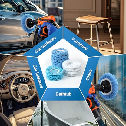 S SATC 5-6 Inch Car Polishing Bonnet Pads 20 PCS Microfiber Buffing Pads Fit Orbital Buffer for Car, Glass, Waxing - size: 5-6 Inch