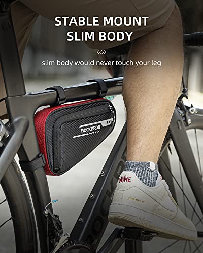 ROCKBROS Bike Bicycle Triangle Bag Bike Storage Bag Bicycle Frame Pouch Bag for MTB Road Bike Cycling Bike Accessories - color: Red Black