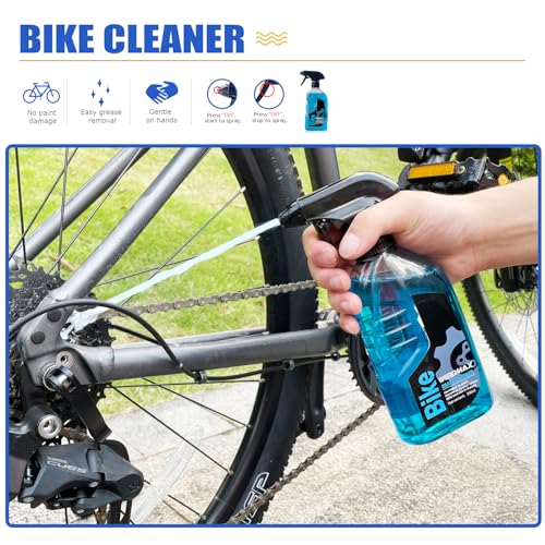 7 in 1 Bike Chain Cleaning Kit, Bike Chain Cleaner includes 350ml Degreaser Spray, 100ml Chain Lube, 4 Brushes & Towel, Bicycle Chain Cleaner for MTB/Road Bicycle