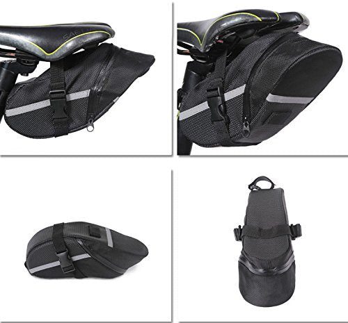 BlueSunshine Bicycle Strap-On Bike Saddle Bag Under Seat Bag Cycling Bag (Black)