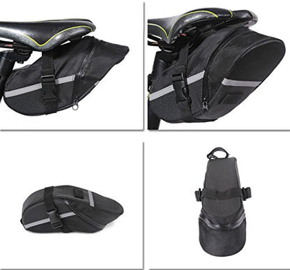 BlueSunshine Bicycle Strap-On Bike Saddle Bag Under Seat Bag Cycling Bag (Black)