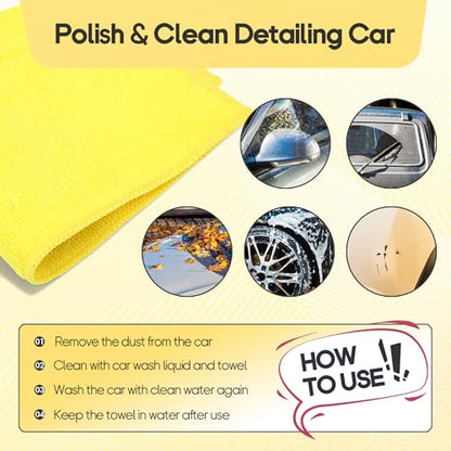 2PCS Clay Towel Auto Detailing, Clay Bar Towel Cloth Auto Detailing for Car (12 x 12 in) (Yellow) - color: Yellow