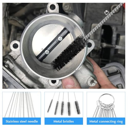 Carburetor Cleaning Kit, 37Pcs Torch Tip Cleaner Set with 3 Double Head Brush 23 Needles 5 Nylon Brushes 1 Scraper 4 Cleaning Hooks and Case for Motorcycle/ATV/Lawn Mower/Torch Chainsaw Small Engines