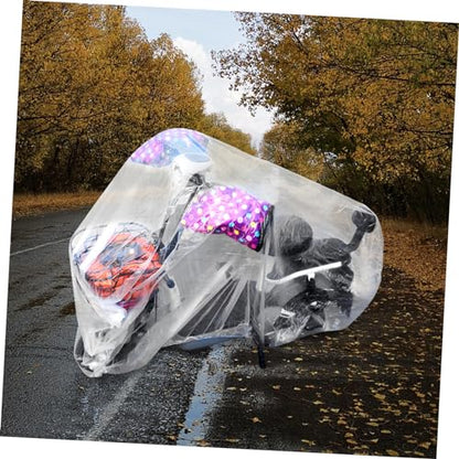 Disposable Waterproof Motorcycle Cover 4-Pack Clear Plastic Bike Protective Covers for Outdoor All-Weather Use 90.55X47.24X19.68In - size: L