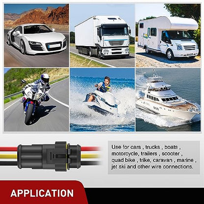 Nilight 280PCS 3 Pin Electrical Connector ‎Plug Male Female Terminal Wire Waterproof Connectors 3 Way Automotive Connect Set for Car Truck Motorcycle Marine Boat 20 Sets - size: 3Pin Connector 200Pcs