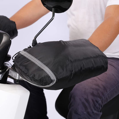 Universal Motorcycle Handlebar Gloves Muffs ATV/Snowmobile/Scooter Handle Grip Gauntlets Gloves Winter Fluff Warmer Thermal Cover Rider Glove Wind/Snow/Water Proof Hands Warmer Mitts for Cold Weather
