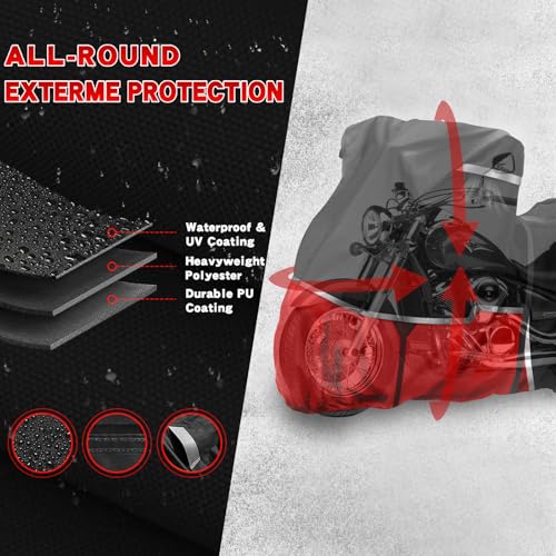 420D Motorcycle Cover Suitable for Kawasaki Vulcan 650 900 1500 and Eliminator 450 Cruiser Without Trunk Models Waterproof Motorcycle Cover Suitable for Snow Rain Dust Protection Easy to Clean - size: Vulcan