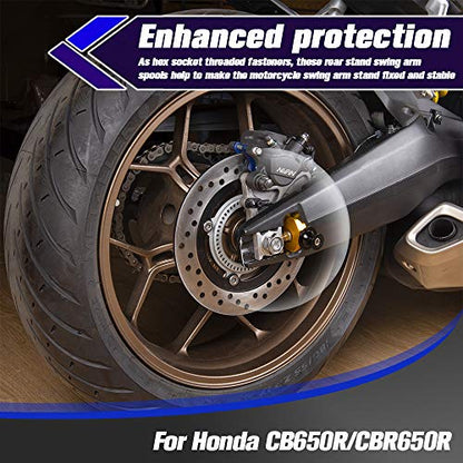Motorcycle CNC Aluminum Rear Wheel Fork Axle Slider Swingarm Spools Stand Pick Up for H.onda CB650R CBR650R CB 650R CBR 650R CB 650 R CBR 650 R 2019 2020 2021 2022 2023 (Black) - color: Black