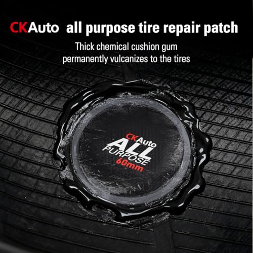 CKAuto 80 PCS All Purpose Tire Repair Patch Kit Heavy Duty 2-1/4"/(60mm), Tire Plug Repair Kit Flat for Car Van Truck Bus Motorcycle and Inner Tire, Round Dia 2-1/4"/(60mm) - size: Dia 60mm 80pcs