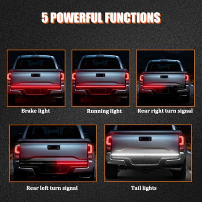 Truck Tailgate Light Strip Bar, 48 Inch 144 LED Double Row Strip for Running Brake Turn Signal Reverse Light, Flexible Full Function Lorry Lamp Strip, Universal Fit - size: 144Beads