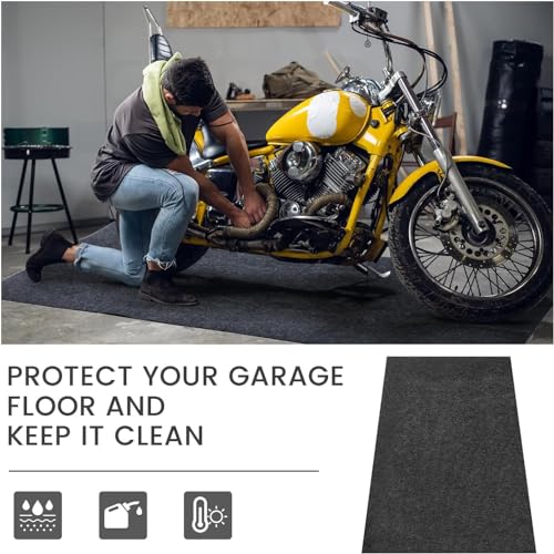 60 x 36 Inch Oil Spill Mat, Garage Floor Mat Under Car Driveway Mats Oil Leaks Absorbent Oil Pad, Reusable, Washable, Durable, Waterproof Backing, Protects Surfaces, Black