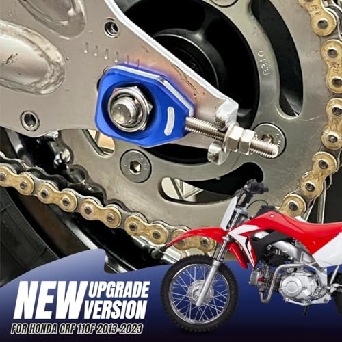 Canitu Blue Rear Chain Adjusters,Motorcycle Billet Rear Axle Blocks Swingarm Spool Tensioner Tension Adjuster Accessories for Honda CRF110 2013-2024 - color: BLUE