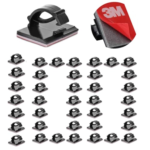 100pcs Self with 3M Adhesive Cable Clips Wire Holders Cord Organizer Cable Clamp Management Sticky for Office Home Car Desk Tables PC Laptop TV Wall, Black - color: Black, size: 100 Pieces