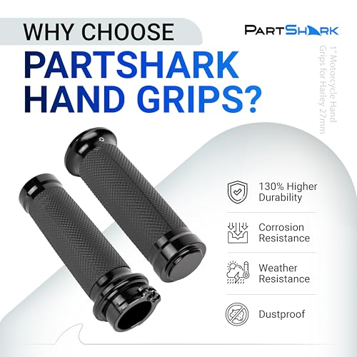 1"/25mm Hand Grips - Compatible with Harley Sportster 883 1200 Honda Yamaha Suzuki Kawasaki Cruiser Motorcycle Bobber Chopper Nonslip Comfortable Durable Throttle Grip Handlebars