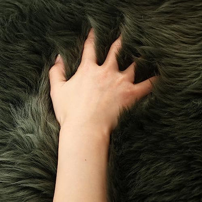LLB Sheepskin Chair Covers - Office & Dining Room Chair Pads - 18x18 Inch, Dark Green - color: Dark Green, size: 18x18 Inch (Pack of 1)