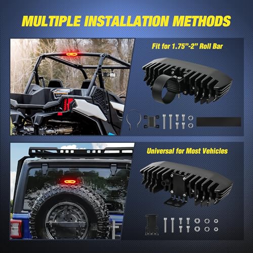 Nilight UTV LED Chase Brake Light Universal 1.75”-2.0” Roll Bar Mount Running Strobe Reverse Cargo Lights for ATV Can-Am Polaris RZR Dune Buggy Golf Cart Boat - color: UTV LED Chase Brake Light 1PCS