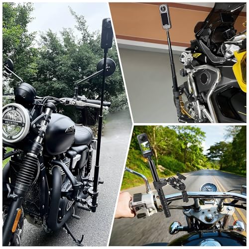 PULUZ Motorcycle Bike Handlebar Double clamp Mount with 59" Invisible Selfie Stick for insta360 X4/X3/X2/XONE/GO2/3 Action Camera - style: Double-Head Clamp Kit