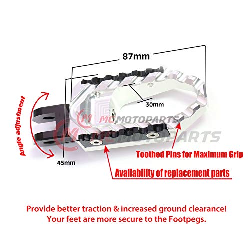 MC MOTOPARTS Silver Front Wide CNC Touring Foot Pegs Compatible with MT-07 MT-09 Tracer 13-18 YZF R3 15-18 MT-10 16-19 - color: Silver, size: No Extension