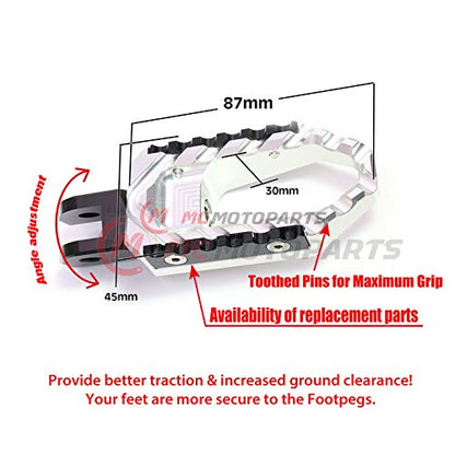 MC MOTOPARTS Silver Front Wide CNC Touring Foot Pegs Compatible with MT-07 MT-09 Tracer 13-18 YZF R3 15-18 MT-10 16-19 - color: Silver, size: No Extension