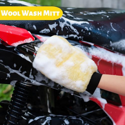 Set of 6 Motorcycle Cleaning Brush Kit, Motorcycle Detailing Wash Kit, Include Easy Reach Brush, Chain, Stiff Tire, Detailing Brush, Wool Wash Mitt, Microfiber Towel for Motorcycle, Bicycle