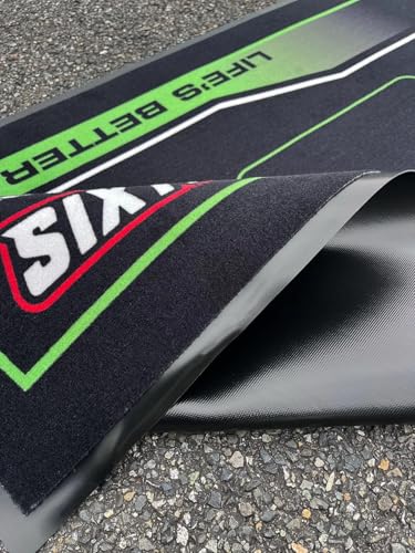 SIXTEN Motorcycle Mat for Kawasaki 37.4 × 78.7 in - Environmental Garage & Paddock Mat - Washable, Oil-Absorbing & Eco-Friendly - Protective Mat for Dirt Bike, Enduro & Motocross