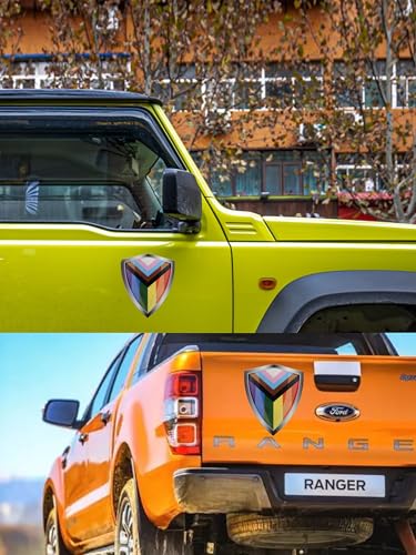 Progress Pride Rainbow Flag Decal Sticker - Gay LGBTQ Flags Shield Shape Reflective Vinyl Car Stickers - for Car Window Bumper Laptop Waterproof Sticker (5Pcs) - color: Progress Pride