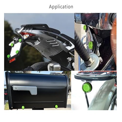 Green Reflector Motorcycle License Plate Bolts and Nuts - color: Green