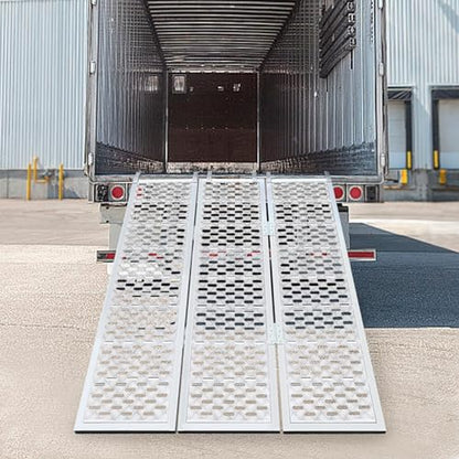 Aluminum Tri-Fold Trailer Ramps with Treads, 1 Pack 1500 lbs Heavy-Duty Anti-Slip Aluminum Loading Ramps ATV Ramp with Load Straps, 77" L x 54" W Tri-Fold Ramp for Lawn Mowers, Garden Tractors - size: 1Pcs 77" x 54" 1500Lbs Fold Ramps