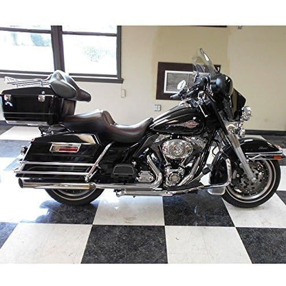 ECOTRIC Luggage Trunk Compatible with 1997-2013 Harley Road King Electra Glide Road Glide Street Glide King Motorcycle Trunk W/Top Rack - color: Black, size: King Tour Pack W/ Backrest Pad & Top Rack