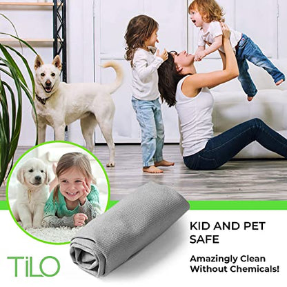 TILO Microfiber Cleaning Cloth – 19x13 Inch Ultra-Absorbent, Streak-Free, Lint-Free, Reusable Polishing Cloth for Dust, Grease, Dirt, and Delicate Surfaces – Non-Abrasive – Grey - color: Grey