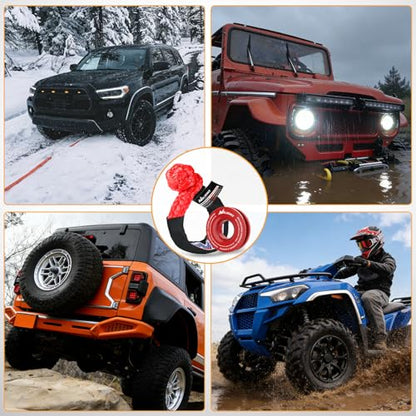 Nilight 2PCS Synthetic Soft Shackle 1/2" x 24" & Recovery Ring Kit - 56,000 LBS Shackle Breaking Strength with 46,000 LBS MBS Snatch Pulley for 4x4 Truck SUV ATV UTV Off-Road Vehicle Extraction (Red) - color: 2Pc Shackles Red + Snatch Ring Red