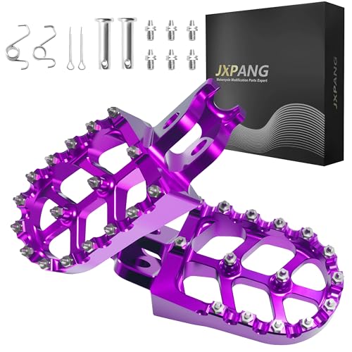 Dirt Bike Foot Pegs,Replaceable Footpegs CNC Machined Aluminum Wide Platform with Springs for CRF150R CRF250R CRF450R CRF250X CRF450X CRF300L CRF250L CR125 CR250 CRF1000L (Purple) - color: Purple