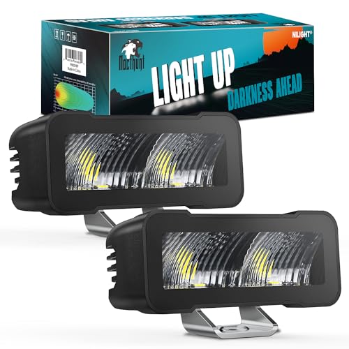 Nilight Motorcycle LED Pods 2 PCS 4.5 Inch 30 W Flood Beam Square Driving Work Offroad Side Ditch Lights Built-in EMC for Tractor Truck Motorbike Boat ATV - color: 4.5Inch 2Led Light Pods