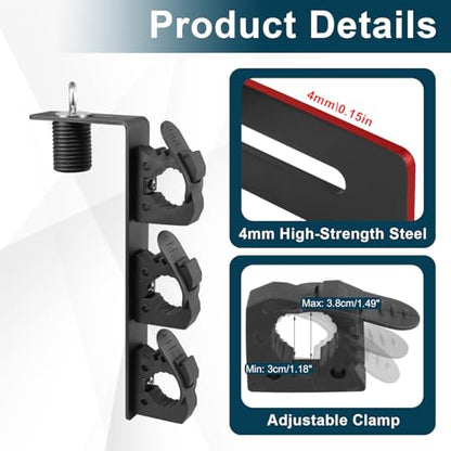 Dual Tool Hooks Mount Holder Compatible With For UTV Polaris Ranger 1000 xp 900 800 700 500 570 General 1000 With 1-7/16" Hole Cargo Bed Mount Shovel Farm Hunting Tool Carrier Storage Rack